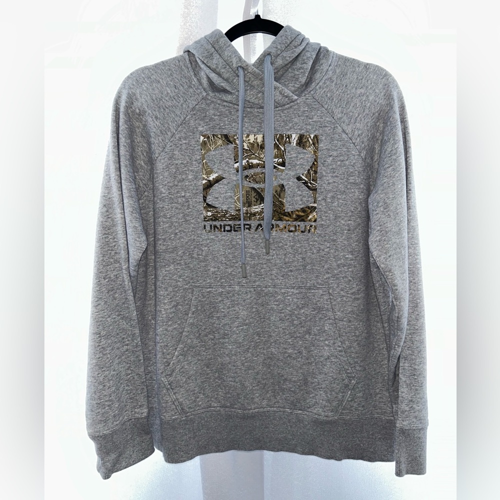 Under Armour Heather Gray Camo Logo Hoodie